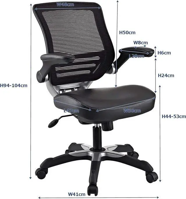 Alt view image 3 of 7 - Modway Edge Mesh Back and White Vinyl Seat Office Chair With Flip-Up Arms - Computer Desks in Black