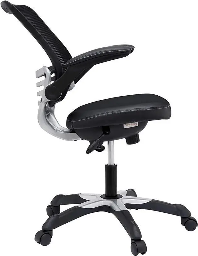 Alt view image 5 of 7 - Modway Edge Mesh Back and White Vinyl Seat Office Chair With Flip-Up Arms - Computer Desks in Black