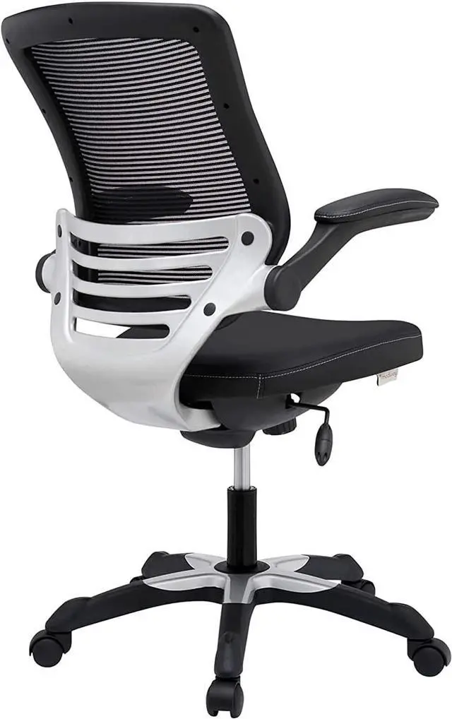 Alt view image 6 of 7 - Modway Edge Mesh Back and White Vinyl Seat Office Chair With Flip-Up Arms - Computer Desks in Black
