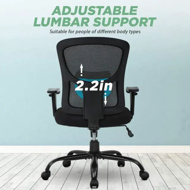 Alt view image 3 of 7 - BestOffice Big and Tall Office Chair 500lbs Desk Chair Mesh Computer Chair with Lumbar Support Wide Seat High Back Task Executive Ergonomic Chair for Home Office (Black)
