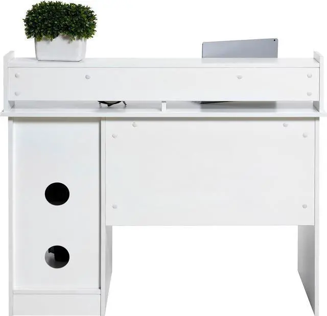 Alt view image 7 of 7 - OneSpace Essential Computer Desk, Hutch with Pull-Out Keyboard, White