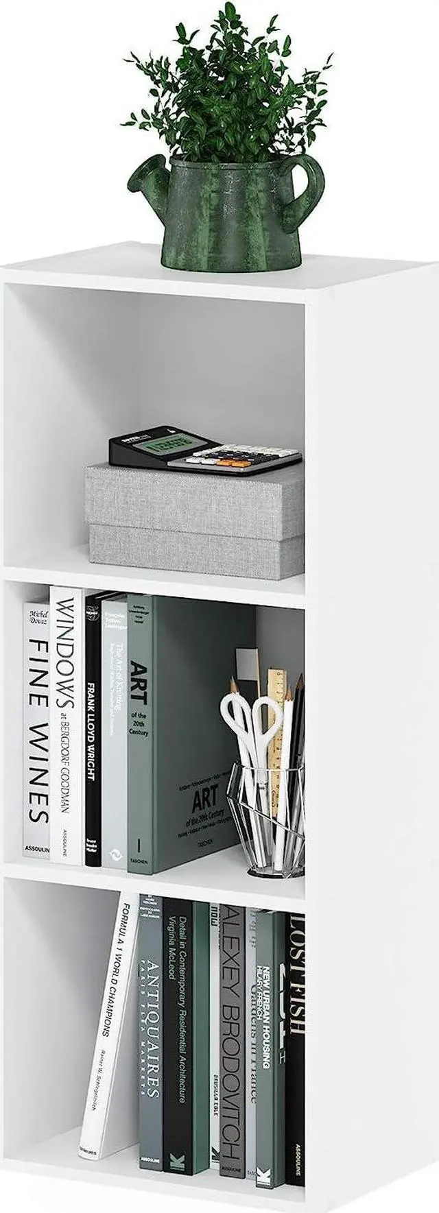 Main image of Furinno LUDER Book Shelf, 3-Cube Bookshelf, Bookcase with Open Shelves, 9.3 x 12 x 31.5, Easy Assembly, for Living Room, Bedroom, Home Office, White