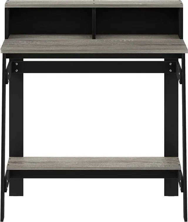 Alt view image 5 of 6 - Furinno Simplistic A Frame Computer Desk, Black/French Oak Grey