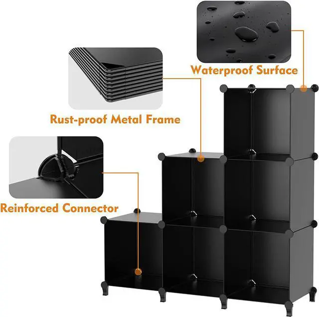Alt view image 6 of 7 - Closet Organizers and Storage, 16 Cube Storage Organizer, Closet Organizer Bookshelf Cubes Shelves for Clothes, Bedroom, Kids Room, Bathroom, Wardrobe, Garment Racks, Black