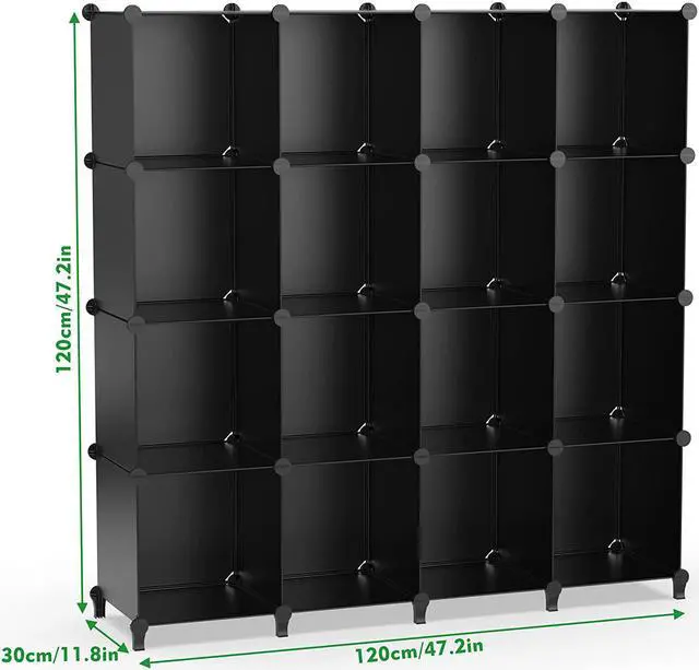 Alt view image 3 of 7 - Closet Organizers and Storage, 16 Cube Storage Organizer, Closet Organizer Bookshelf Cubes Shelves for Clothes, Bedroom, Kids Room, Bathroom, Wardrobe, Garment Racks, Black
