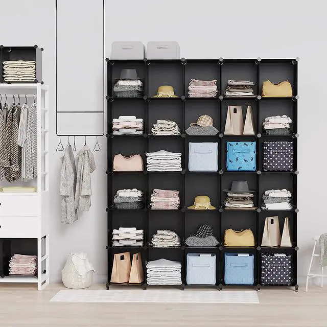 Alt view image 2 of 7 - Closet Organizers and Storage, 16 Cube Storage Organizer, Closet Organizer Bookshelf Cubes Shelves for Clothes, Bedroom, Kids Room, Bathroom, Wardrobe, Garment Racks, Black