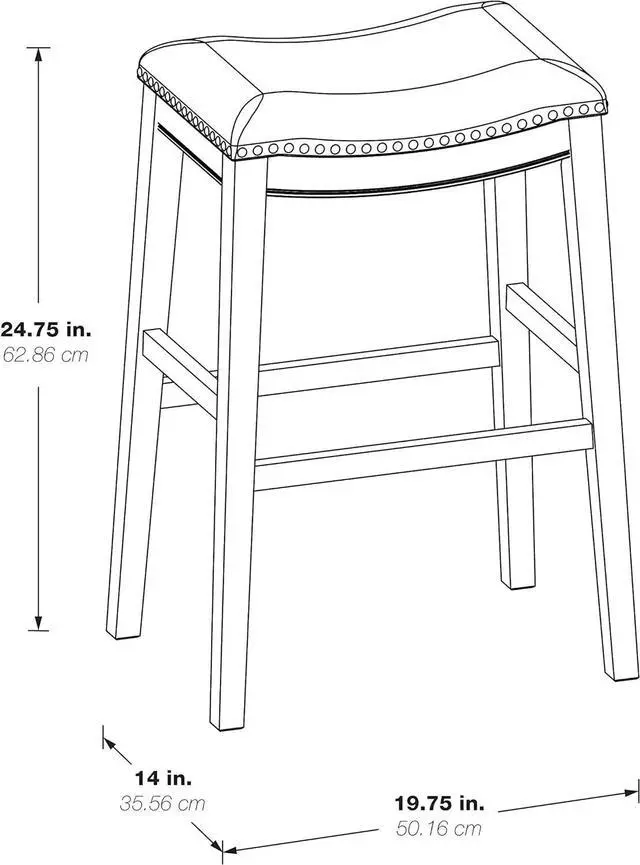 Alt view image 7 of 7 - OSP Home Furnishings Metro 24-inch Counter Height Saddle Stool with Nailhead Trim 2-Pack, Antique White Base with Beige Fabric