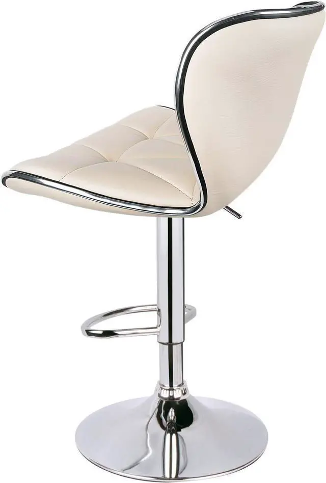 Alt view image 7 of 7 - Shell Back Adjustable Swivel Bar Stools, PU Leather Padded with Back, Set of 3 (Beige)