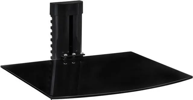 Main image of Mount-It! Floating TV Shelf, Wall Mounted Shelf for Receiver, Cable Box, PlayStation, Xbox, DVD Player, Projector and AV Components, 17.6 Lbs Capacity, 1 Shelf, Tinted Tempered Glass Black