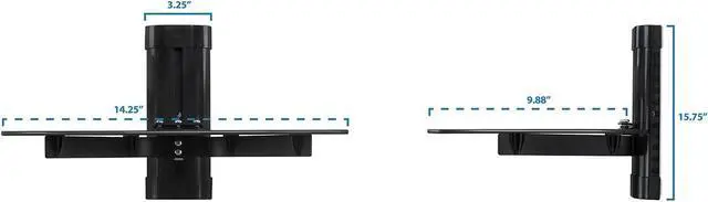 Alt view image 3 of 7 - Mount-It! Floating TV Shelf, Wall Mounted Shelf for Receiver, Cable Box, PlayStation, Xbox, DVD Player, Projector and AV Components, 17.6 Lbs Capacity, 1 Shelf, Tinted Tempered Glass Black