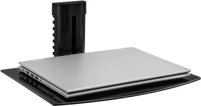 Alt view image 4 of 7 - Mount-It! Floating TV Shelf, Wall Mounted Shelf for Receiver, Cable Box, PlayStation, Xbox, DVD Player, Projector and AV Components, 17.6 Lbs Capacity, 1 Shelf, Tinted Tempered Glass Black