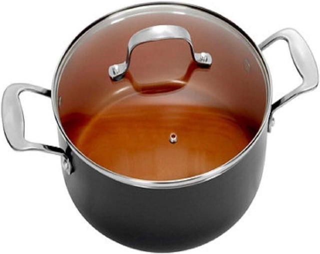 Alt view image 3 of 4 - Gotham Steel Stock Pot with Ultra Nonstick Ceramic and Titanium Coating Includes Tempered Glass Lid  Dishwasher Safe, 7 Quart, Copper