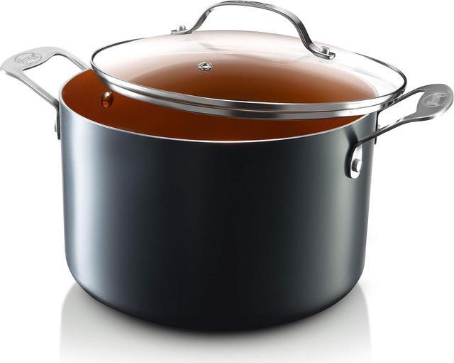Main image of Gotham Steel Stock Pot with Ultra Nonstick Ceramic and Titanium Coating Includes Tempered Glass Lid  Dishwasher Safe, 7 Quart, Copper