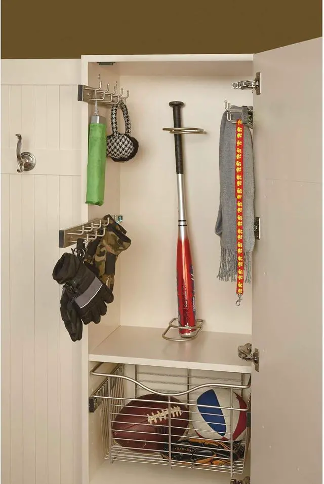 Alt view image 3 of 7 - Rev-A-Shelf 14" Pull Out Closet Organization Rack for Belts, Ties and Scarves, Accessories Storage Hanger with Mounting Hardware, Chrome, BRC-14CR