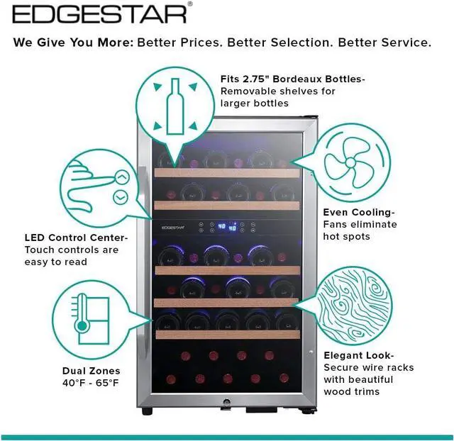 Alt view image 2 of 7 - EdgeStar CWF380DZ 19 Inch Wide 38 Bottle Wine Cooler