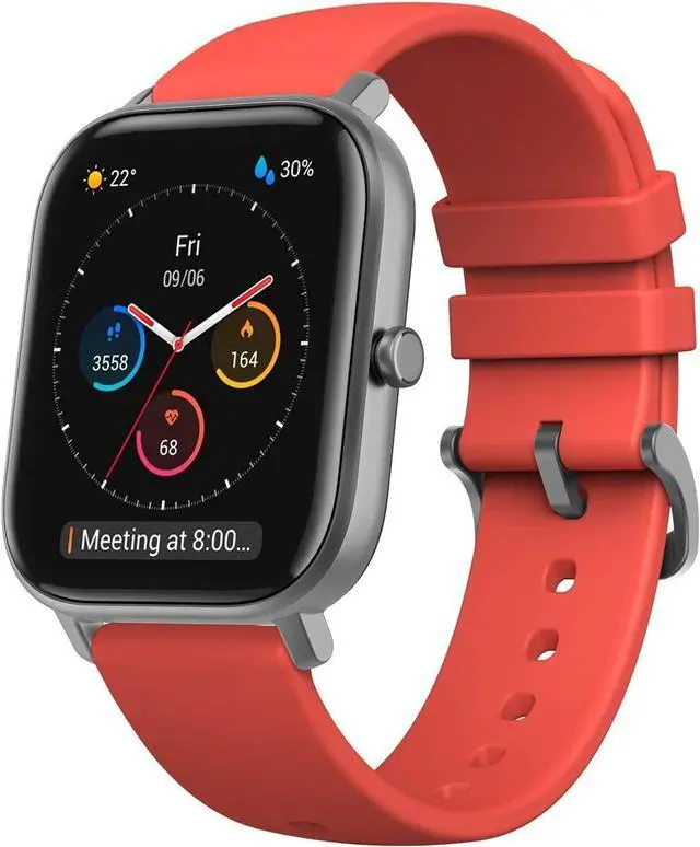 Main image of Amazfit GTS Fitness Smartwatch with Heart Rate Monitor, 14-Day Battery Life, Music Control, 1.65" Display, Sleep and Swim Tracking, GPS, Water Resistant, Smart Notifications, Vermillion Orange