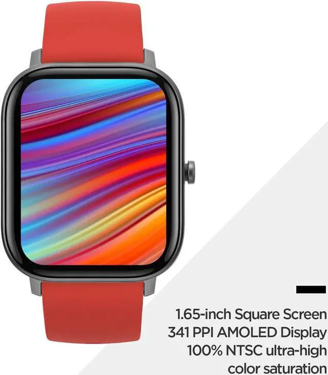 Alt view image 3 of 6 - Amazfit GTS Fitness Smartwatch with Heart Rate Monitor, 14-Day Battery Life, Music Control, 1.65" Display, Sleep and Swim Tracking, GPS, Water Resistant, Smart Notifications, Vermillion Orange