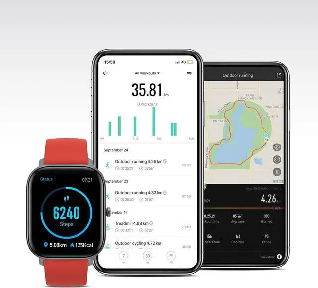 Alt view image 6 of 6 - Amazfit GTS Fitness Smartwatch with Heart Rate Monitor, 14-Day Battery Life, Music Control, 1.65" Display, Sleep and Swim Tracking, GPS, Water Resistant, Smart Notifications, Vermillion Orange
