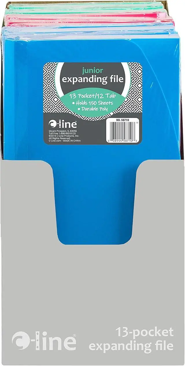 Alt view image 6 of 7 - C-Line 13-Pocket Poly Expanding File, 10 x 5 Inches, Junior Size for Receipts and Checks, Includes Tabs, 1 File, Color May Vary (58710)