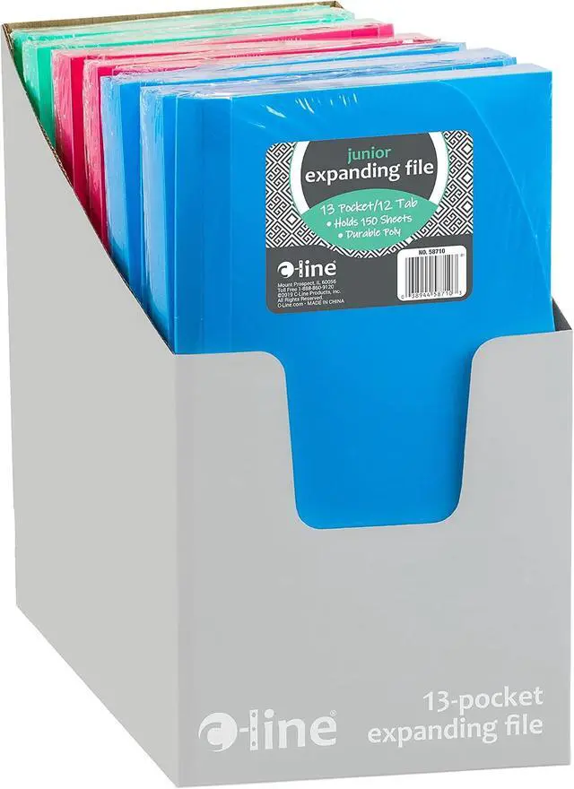 Alt view image 7 of 7 - C-Line 13-Pocket Poly Expanding File, 10 x 5 Inches, Junior Size for Receipts and Checks, Includes Tabs, 1 File, Color May Vary (58710)