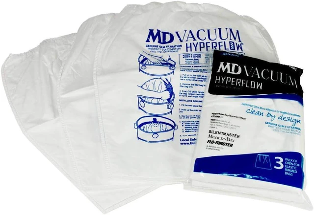 Main image of Hyperflow Genuine MD Vacuum Paper Bags 3-Pack: Universal Fit, 5-Layer Filtration, Replaces 8-Gallon & 12-Gallon MD Bags #720H-5, #720, #721H-5, #721-5