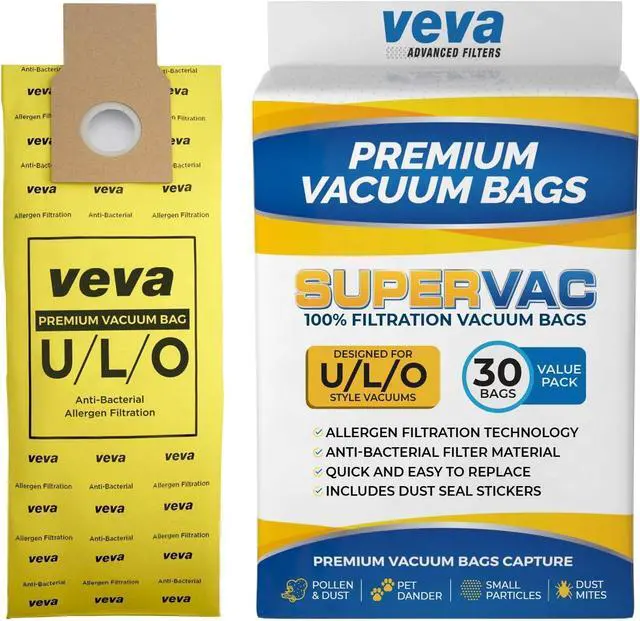 Alt view image 6 of 7 - VEVA 30 Pack Premium SuperVac Vacuum Bags Type U/L/O Microlined compatible with Kenmore Sears Upright vacuum cleaners replacement Style U L O 5068 50688 50690 50105 bags