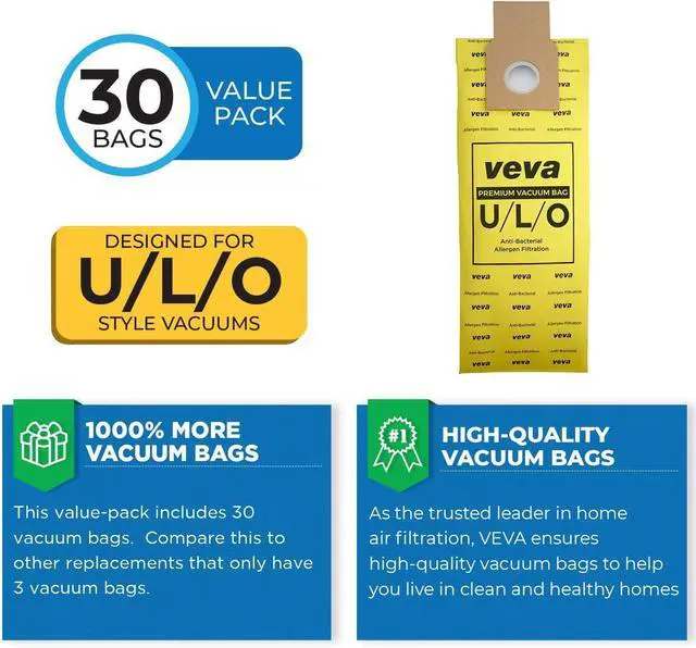 Alt view image 3 of 7 - VEVA 30 Pack Premium SuperVac Vacuum Bags Type U/L/O Microlined compatible with Kenmore Sears Upright vacuum cleaners replacement Style U L O 5068 50688 50690 50105 bags