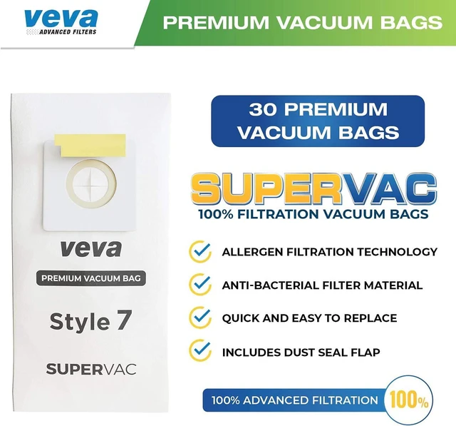 Alt view image 2 of 7 - 30 Pack Style 7 Vacuum Bags for Bissell Upright Vacuum Cleaner, Premium SuperVac Vacuum Bags Part # 32120