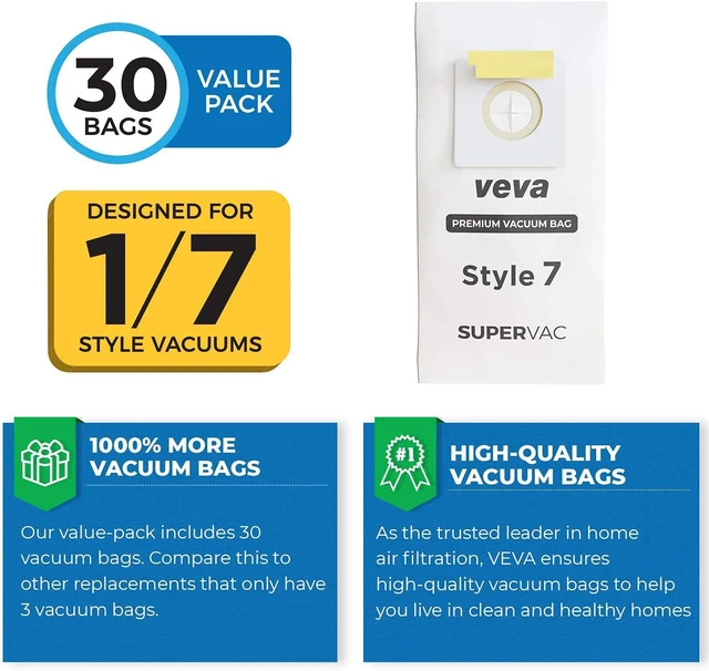 Alt view image 3 of 7 - 30 Pack Style 7 Vacuum Bags for Bissell Upright Vacuum Cleaner, Premium SuperVac Vacuum Bags Part # 32120
