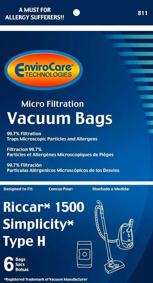 Alt view image 3 of 3 - Replacement Vacuum Cleaner Bags Designed To Fit Riccar Simplicity Type H Canister Vacuum Cleaners 12 Bags