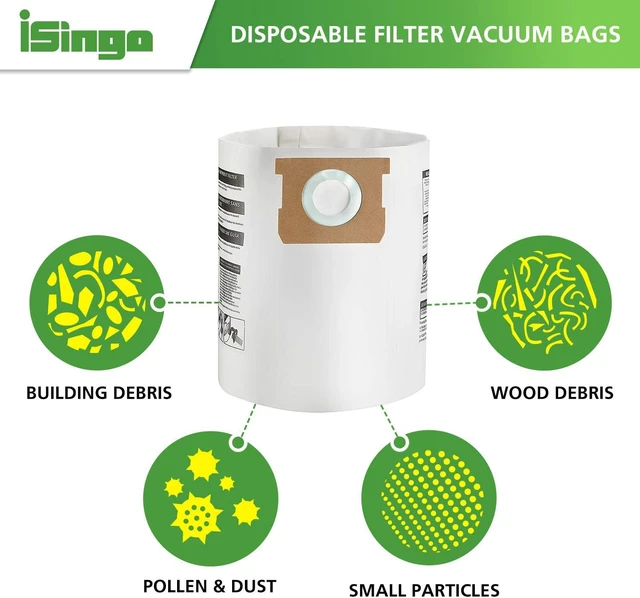 Alt view image 4 of 7 - 5-8 Gallon Vacuum Bag Replacement for 90661 Shop Vac Bags, 15 Pack