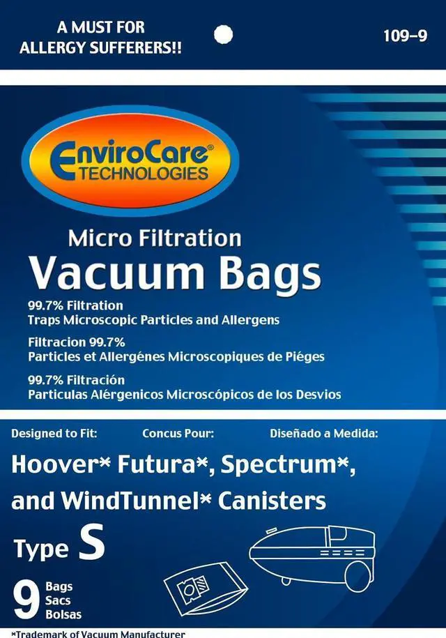 Alt view image 2 of 7 - Replacement Micro Filtration Vacuum Cleaner Dust Bags made to fit Hoover Style S Futura Spectrum Power Max Canister Vacuum Cleaners 9 pack