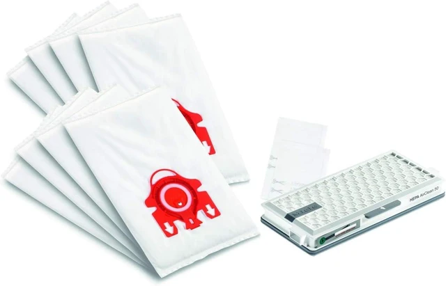 Alt view image 3 of 3 - Miele Original Allergy XL Pack AirClean 3D FJM Vacuum Cleaner Bags, 8 x Bags, 1 x HEPA Filter