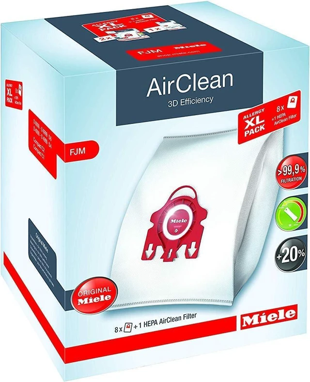 Main image of Miele Original Allergy XL Pack AirClean 3D FJM Vacuum Cleaner Bags, 8 x Bags, 1 x HEPA Filter