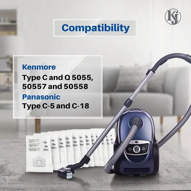 Alt view image 3 of 7 - 12-Pack Vacuum Bags Compatible with Kenmore Q/C 5055 50557 50558 400 Series 600 Series and Panasonic C-5 Canister Vacuums