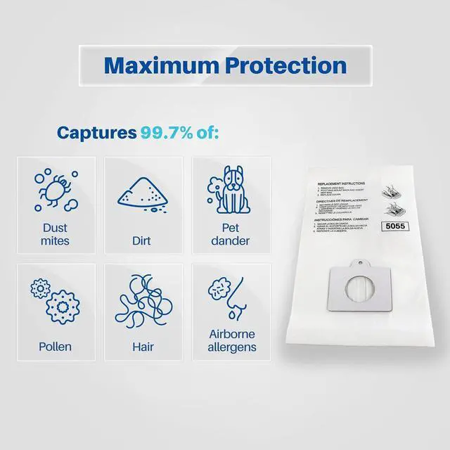 Alt view image 6 of 7 - 12-Pack Vacuum Bags Compatible with Kenmore Q/C 5055 50557 50558 400 Series 600 Series and Panasonic C-5 Canister Vacuums