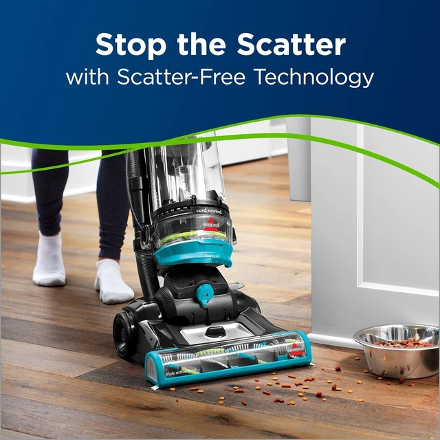 Alt view image 4 of 6 - Bissell 2254 CleanView Swivel Rewind Pet Upright Bagless Vacuum, Automatic Cord Rewind, Swivel Steering, Powerful Pet Hair Pickup, Specialized Pet Tools, Large Capacity Dirt Tank, Teal