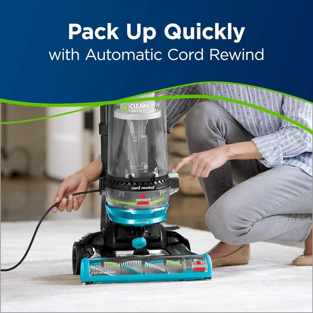 Alt view image 5 of 6 - Bissell 2254 CleanView Swivel Rewind Pet Upright Bagless Vacuum, Automatic Cord Rewind, Swivel Steering, Powerful Pet Hair Pickup, Specialized Pet Tools, Large Capacity Dirt Tank, Teal