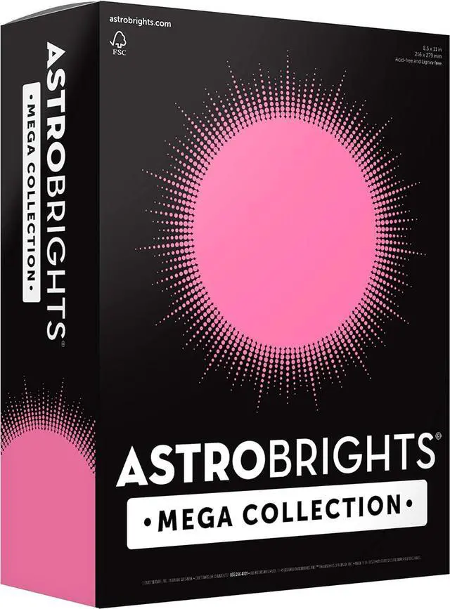 Main image of Astrobrights Mega Collection, Colored Cardstock, Neon Pink, 320 Sheets, 65 lb/176 gsm, 8.5" x 11" - MORE SHEETS! (91681)