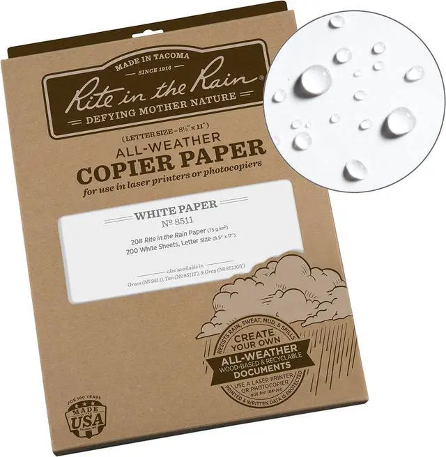Alt view image 2 of 6 - Rite in the Rain Weatherproof Copier Paper, 8.5" x 11", 20# White, 200 Sheet Pack (No. 8511X)