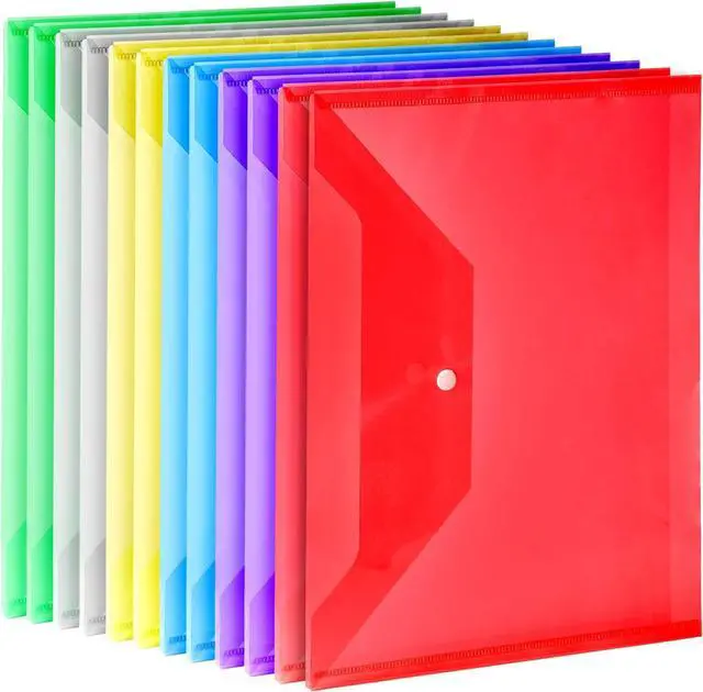 Main image of Plastic File Folders 12 PCS A4 Plastic Envelopes with Snap Closure Folders for Document Reusable File Bags Document Holder for School Office