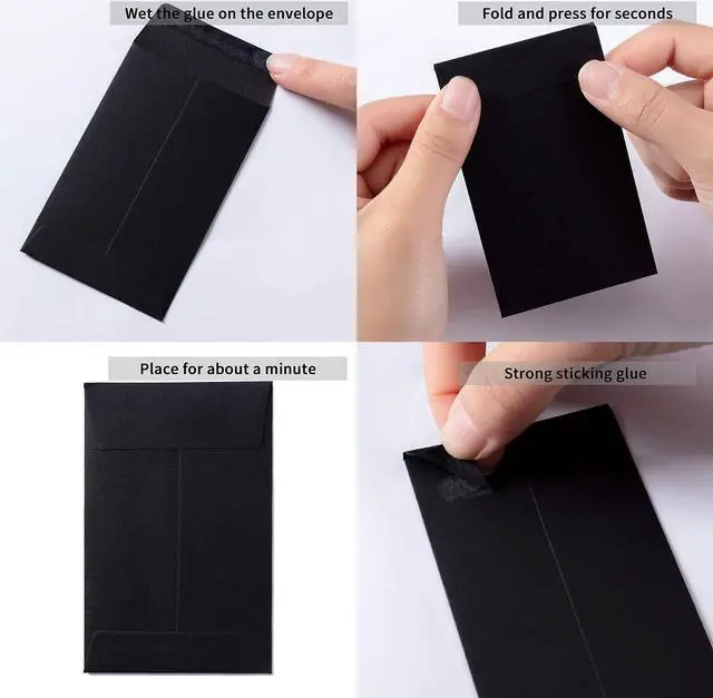 Alt view image 3 of 7 - 200 Pack Small Coin Envelopes, Black, 2 1/4 x 3 1/2 Inch | Kraft Paper, Self-Adhesive, For Seeds, Stamps, Small Items Storage, Garden, Office or Wedding Gift Use