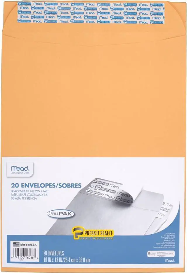 Alt view image 2 of 4 - Mead Press-It Seal-It Envelopes, 10 x 13 Inches, Office Pack 20 Count (76088)