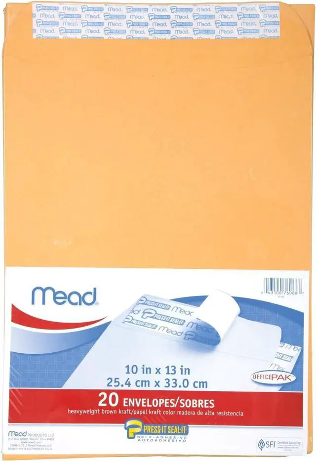 Alt view image 3 of 4 - Mead Press-It Seal-It Envelopes, 10 x 13 Inches, Office Pack 20 Count (76088)