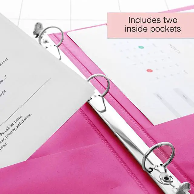 Alt view image 5 of 7 - BAZIC Products 1.5 in Fuchsia 3-Ring View Binder, Round Ring, 2 Pockets