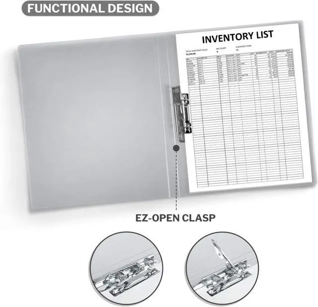 Alt view image 3 of 7 - CRANBURY Punchless Clamp Binder, Ringless 8.5x11 Folder, Dusky Gray