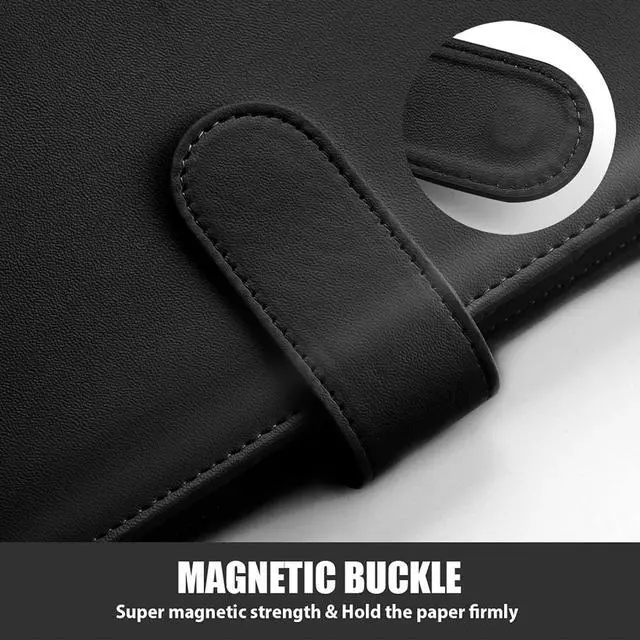 Alt view image 6 of 6 - A5 Binder 6 Ring, Refillable Notebook Planner Cover, Small Leather Organizer Empty Binder for Budget,Journal,Photocard Holder,Recipe Book, Aesthetic Loose Leaf Binder with Magnetic Buckle