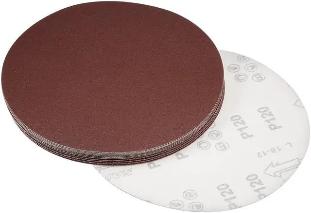 Main image of 8-inch Hook and Loop Sanding Discs, 120-Grits Aluminum Oxide Flocking Sandpaper for Random Orbital Sander 15pcs