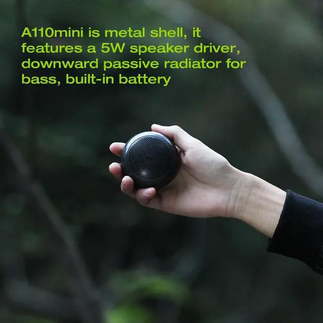 Alt view image 3 of 6 - Metal Bass Wireless Bluetooth Speaker Portable Built-in Battery Loud Sound New Version EWA A110mini (Black)