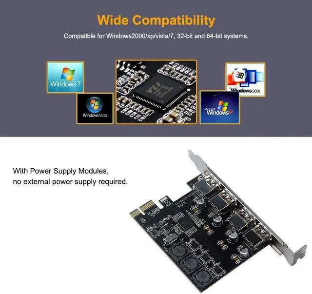 Alt view image 5 of 7 - Four Ports USB 3.0 Super Fast 5Gbps PCI-E Expansion Card PCI Express Adapter Converter Card 6A Power Supply Module For Desktop PC